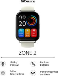 HiFuture Future Zone2 Bluetooth Calling Smart Watch, Silver White